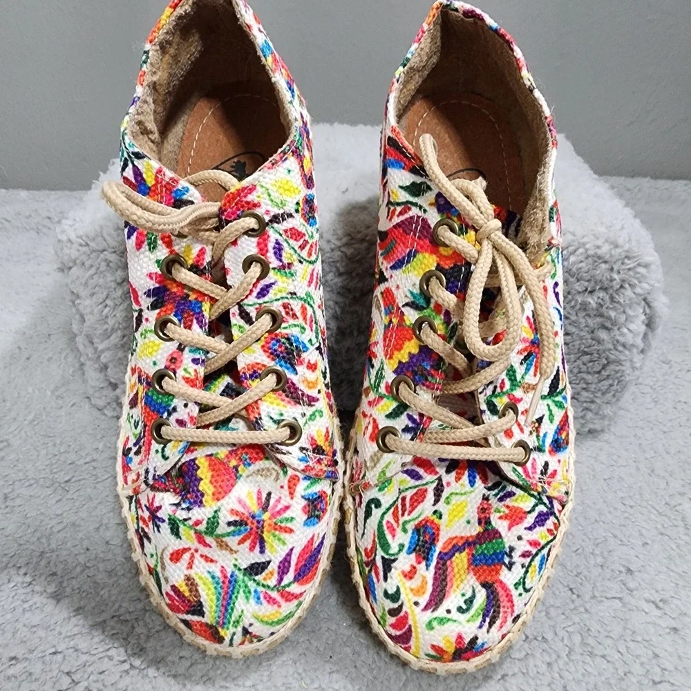 Riviera Corazon Espadrille‎ Calzados Shoes Womens Floral Birds Colorful Lace Up